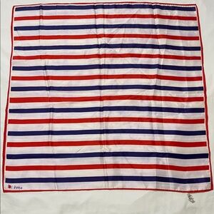 Vintage All Acetate Vena Striped Red and Blue Scarf